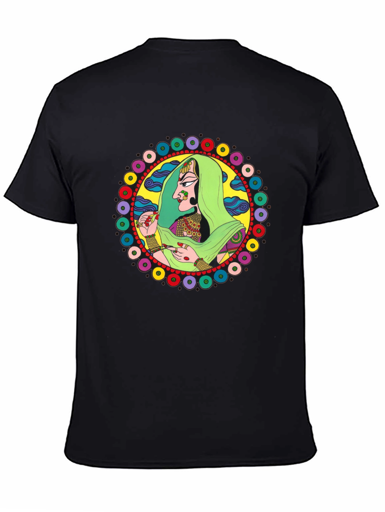 Indian Woman Graphic Tee - Black Cotton T-Shirt