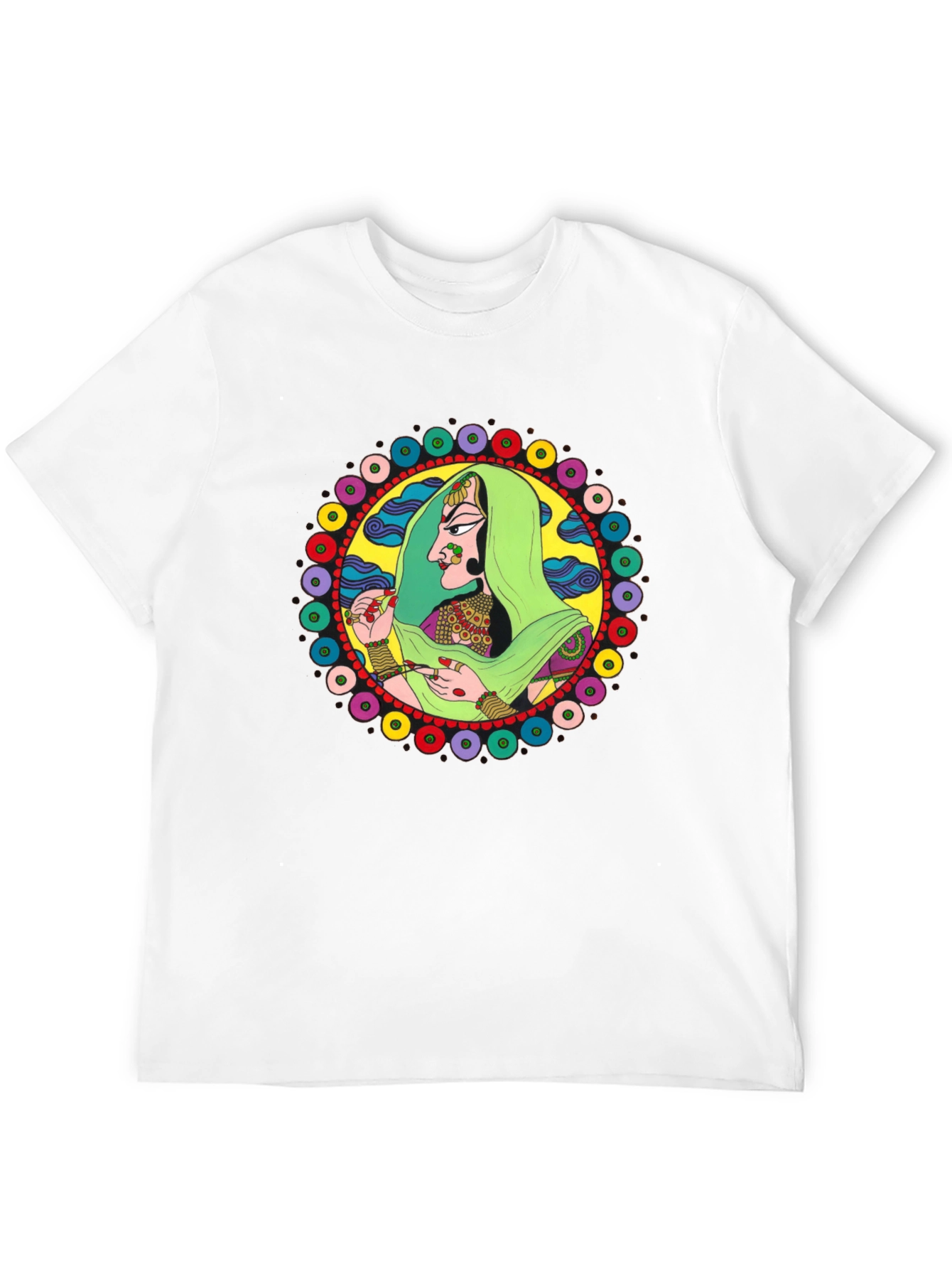 Indian Woman Graphic Tee - Black Cotton T-Shirt