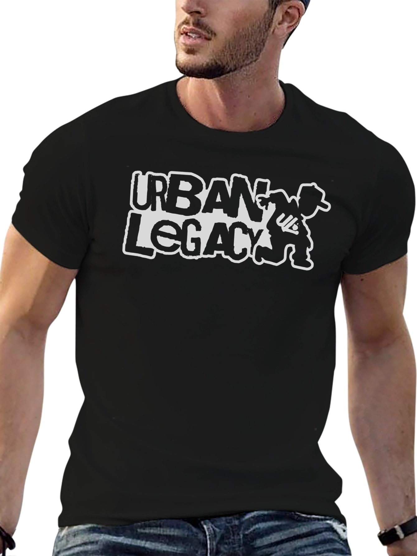Urban Legacy Graphic Tee - Black Cotton Casual