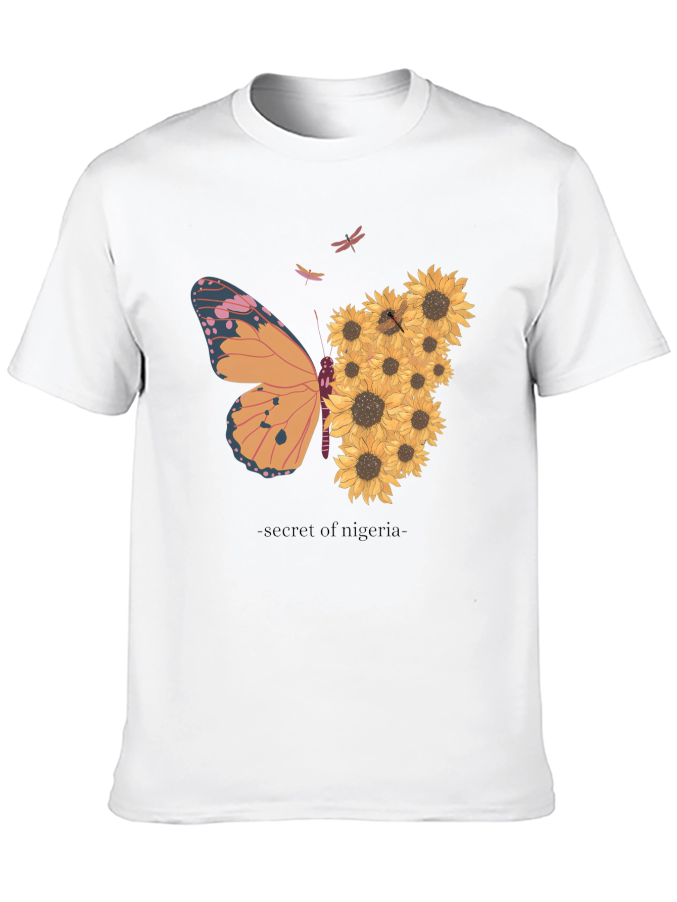 Butterfly Sunflower Graphic Tee - Black Cotton Comfort