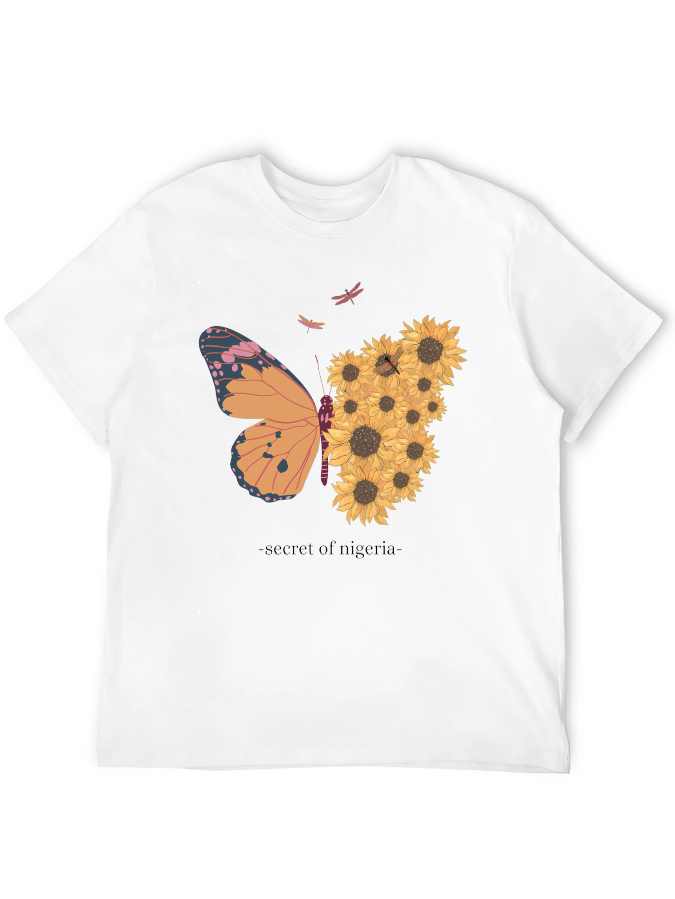 Butterfly Sunflower Graphic Tee - Black Cotton Comfort