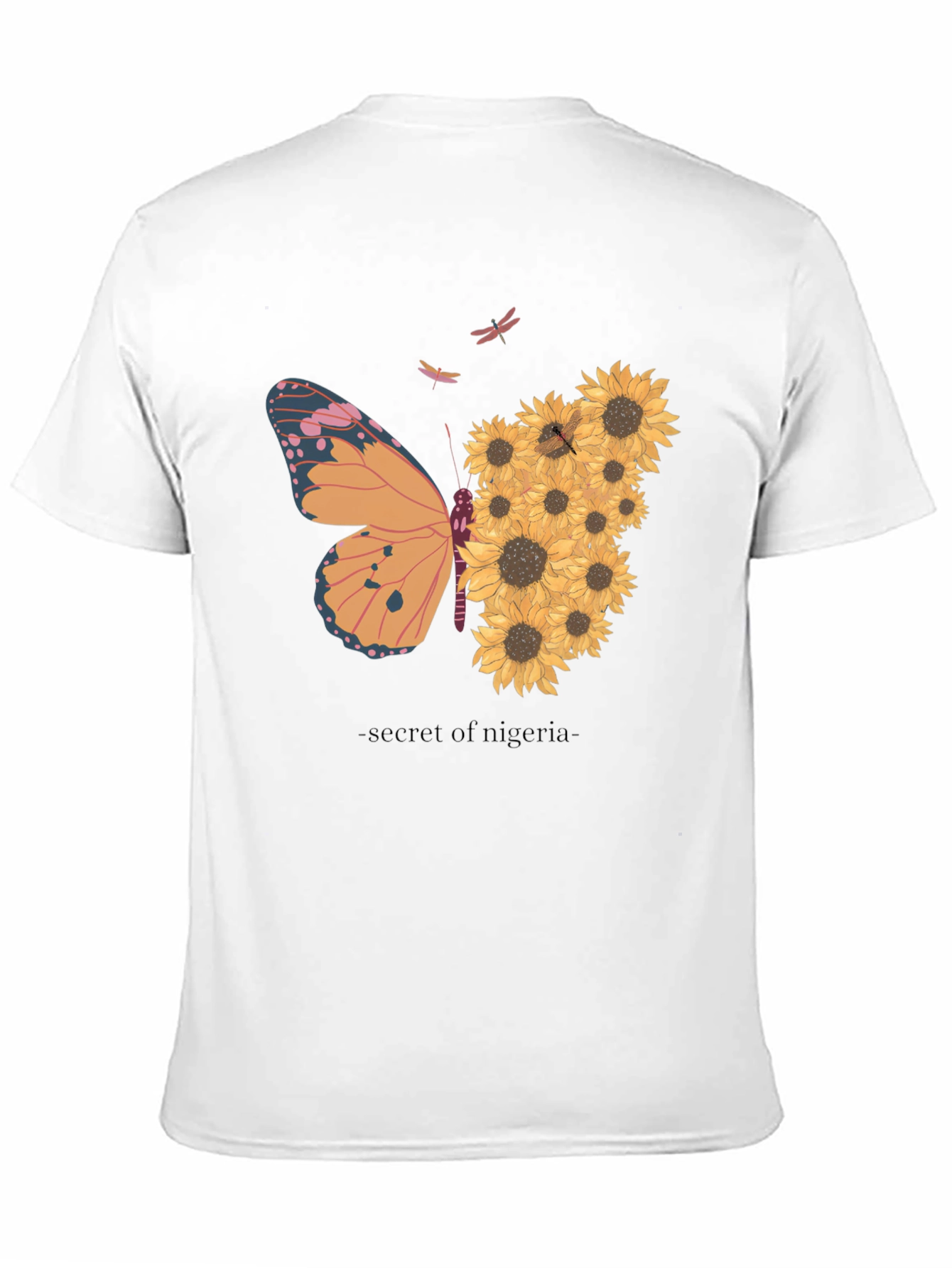 Butterfly Sunflower Graphic Tee - Black Cotton Comfort