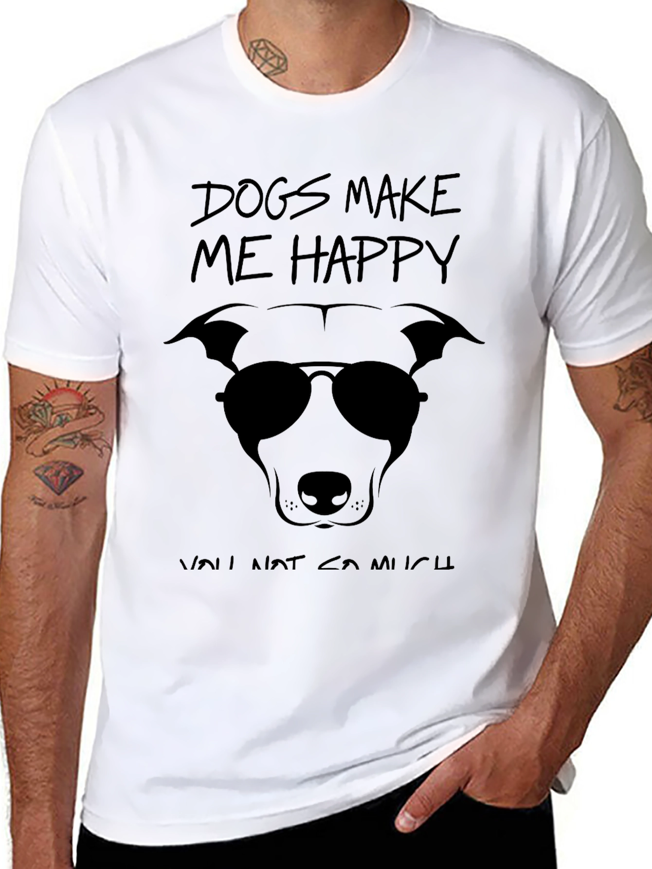 Dogs Make Me Happy T-Shirt - Unisex Black Tee