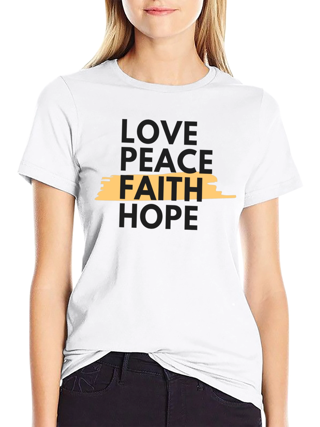 Faith Love Peace & Hope Black T-Shirt