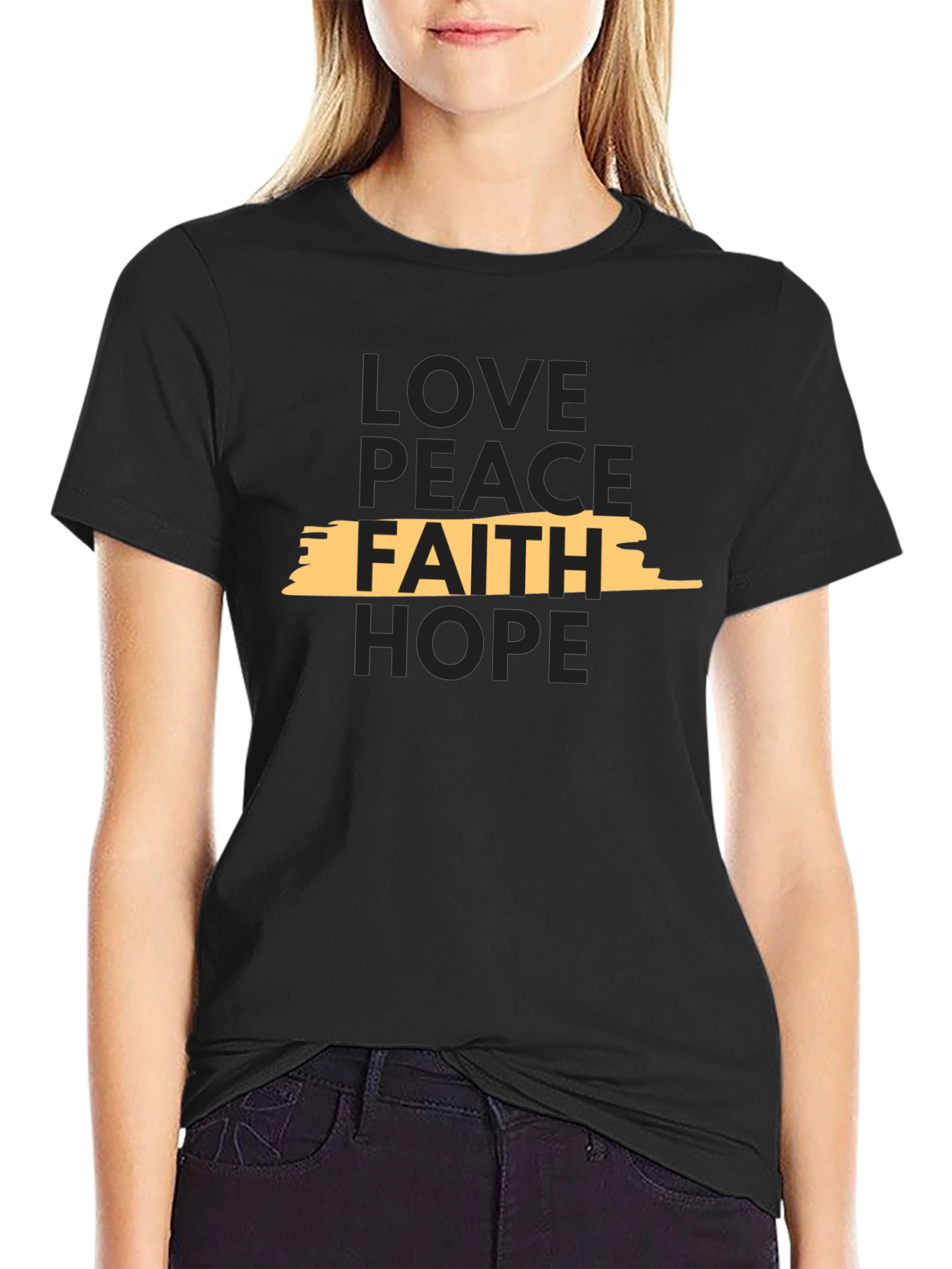 Faith Love Peace & Hope Black T-Shirt