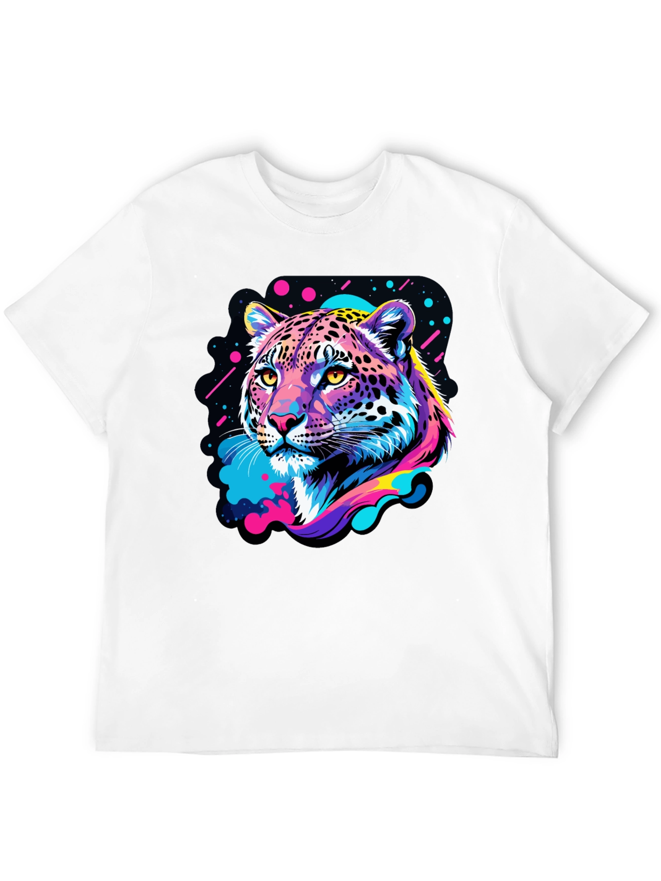 Neon Leopard Graphic Black T-Shirt