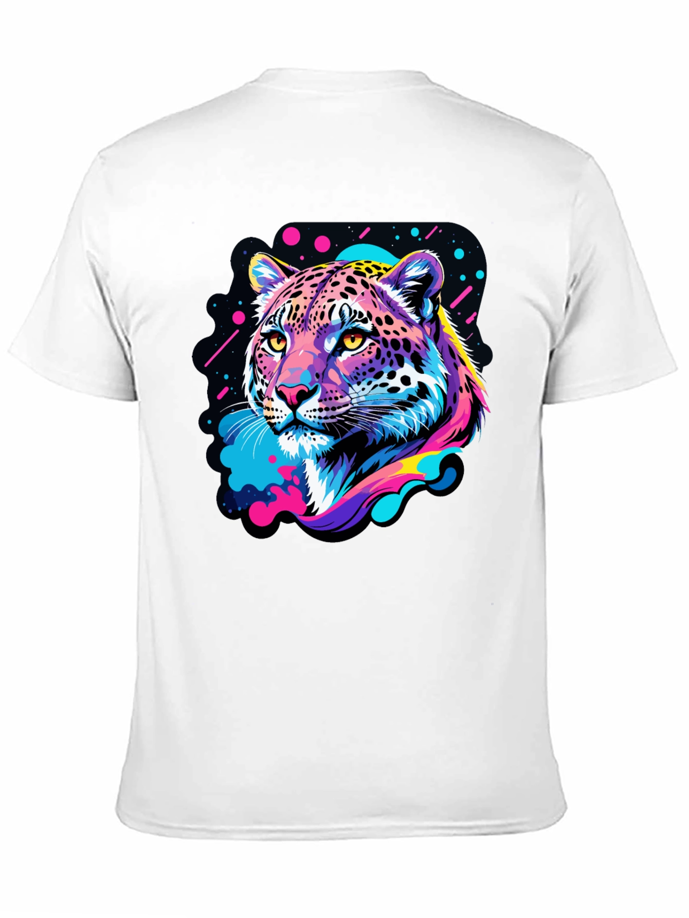 Neon Leopard Graphic Black T-Shirt