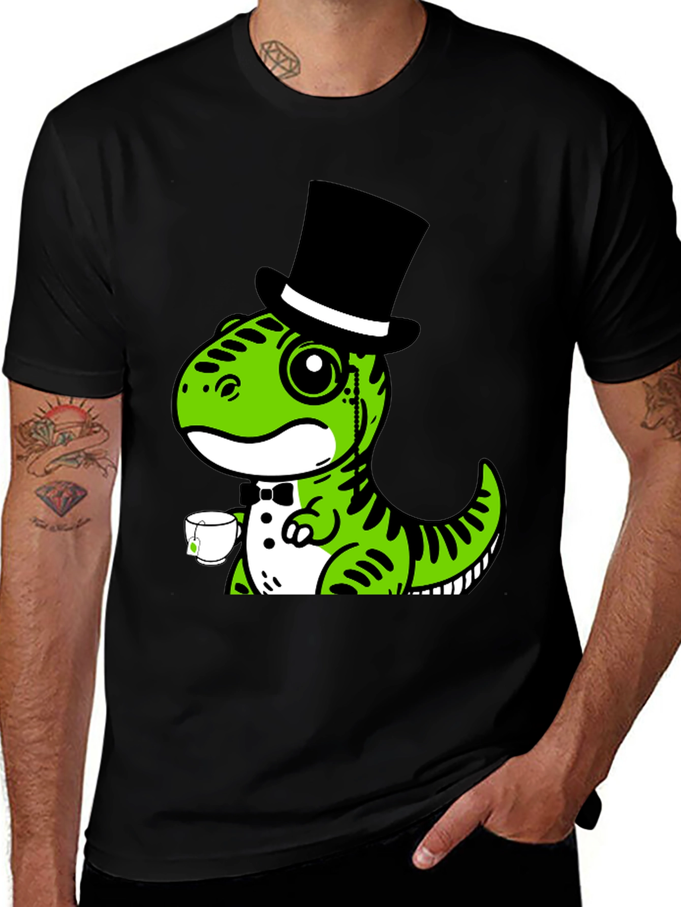 Dapper Dino T-Shirt: Tea Time Tyrannosaurus