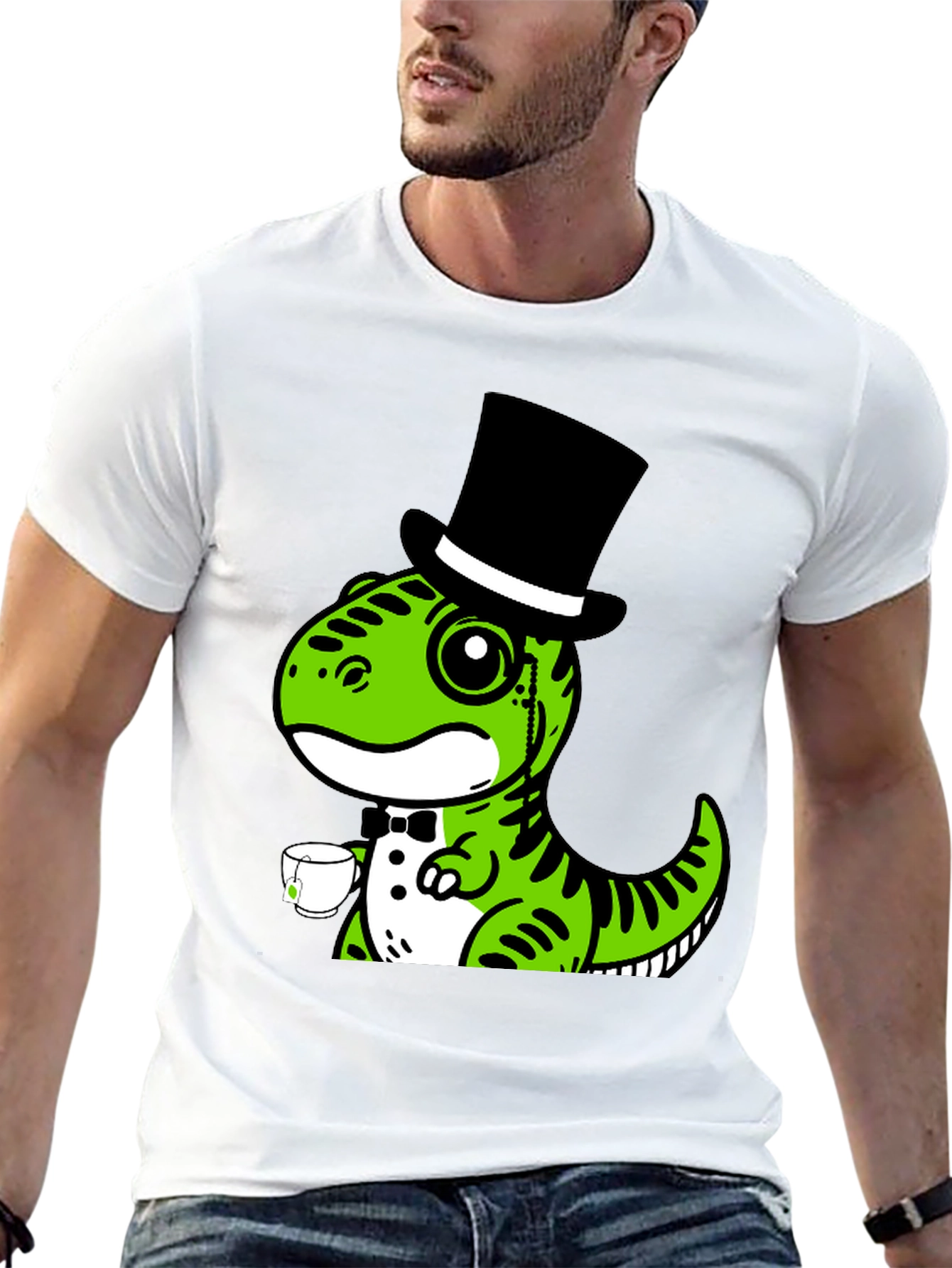Dapper Dino T-Shirt: Tea Time Tyrannosaurus