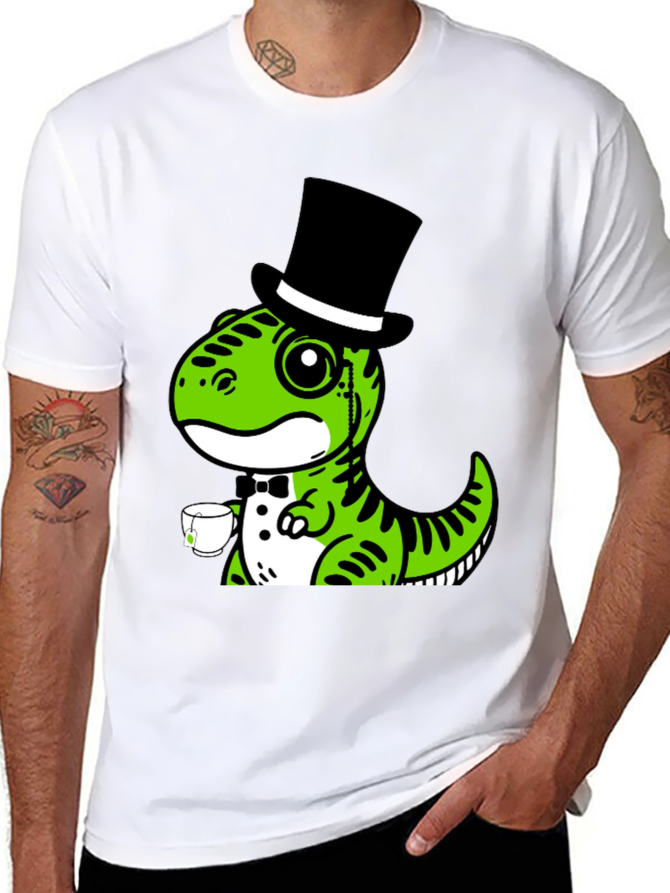 Dapper Dino T-Shirt: Tea Time Tyrannosaurus