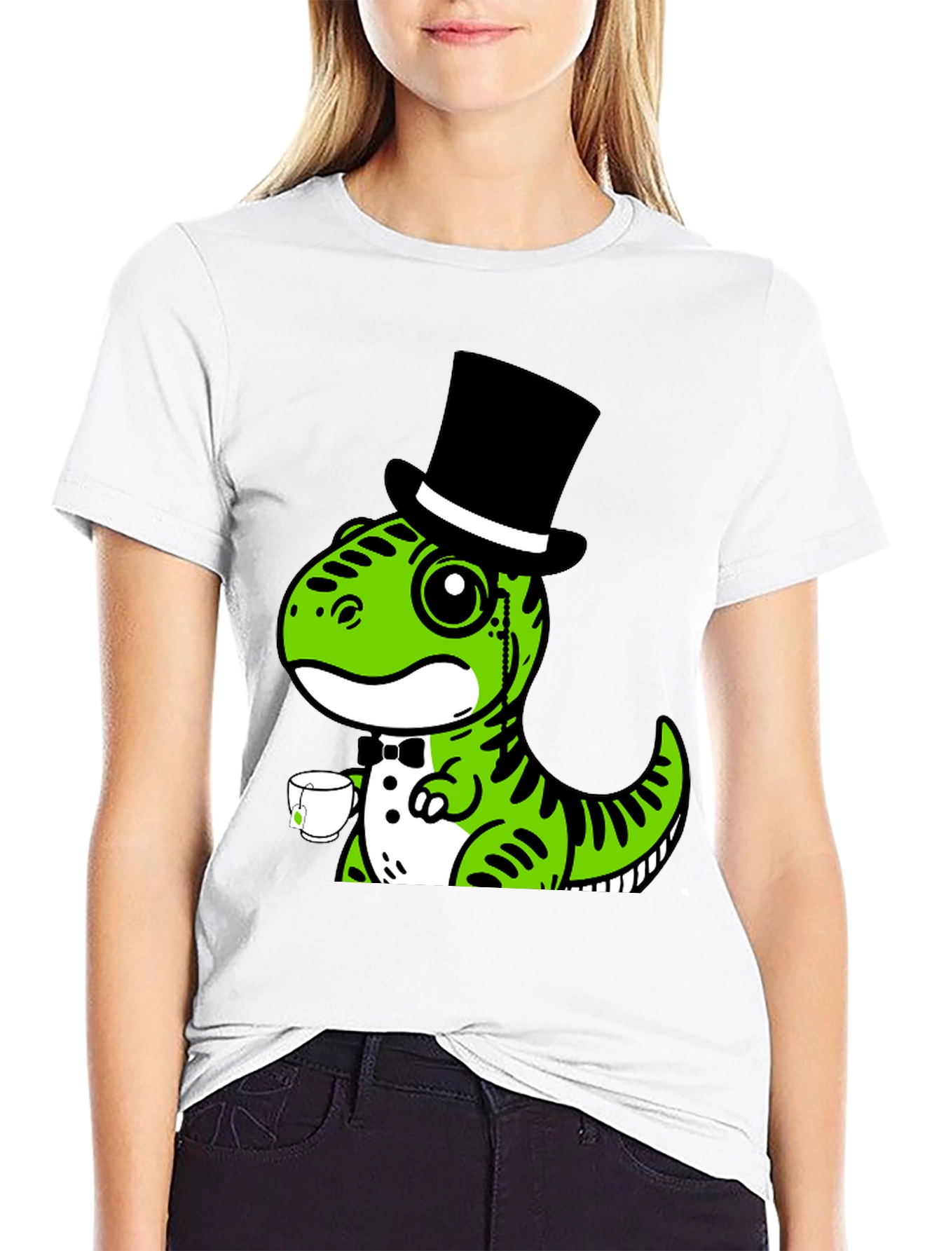 Dapper Dino T-Shirt: Tea Time Tyrannosaurus