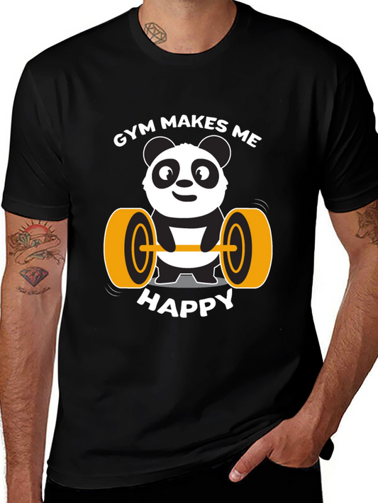 Gym Panda T-Shirt - Makes Me Happy Funny Workout Tee