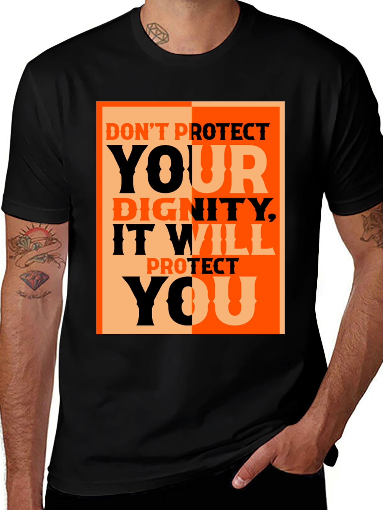 Dignity Protect You Graphic Tee - Black Cotton T-Shirt