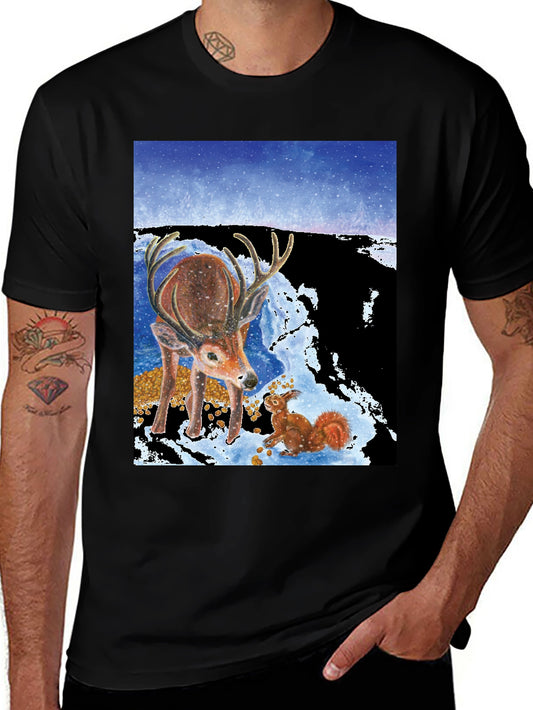 Winter Deer & Squirrel Graphic Tee