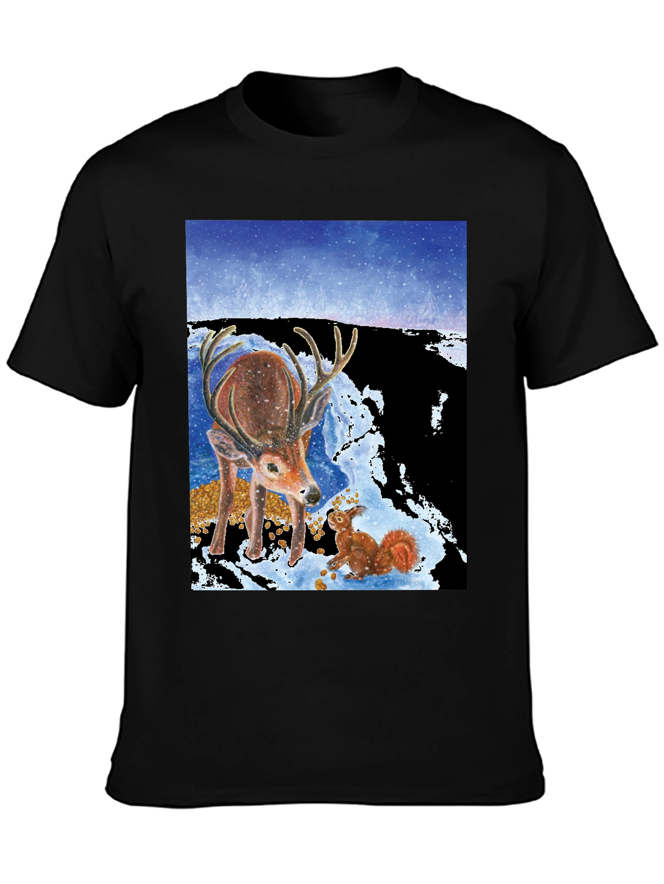 Winter Deer & Squirrel Graphic Tee