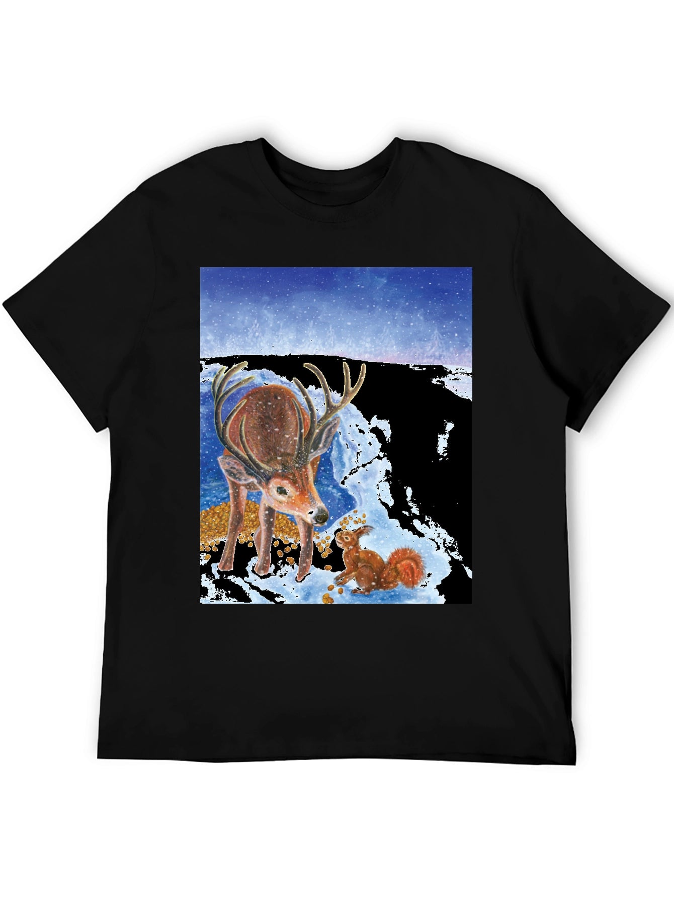 Winter Deer & Squirrel Graphic Tee