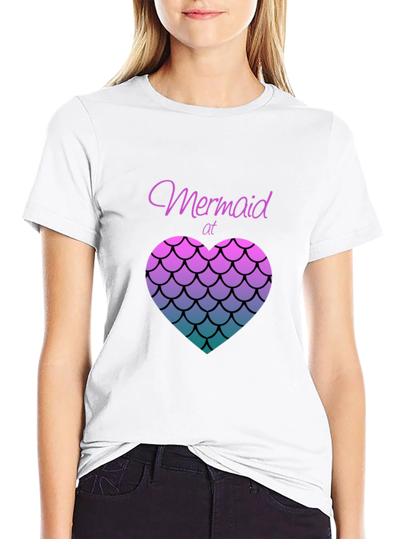 Mermaid at Heart Graphic Tee - Black Casual T-Shirt