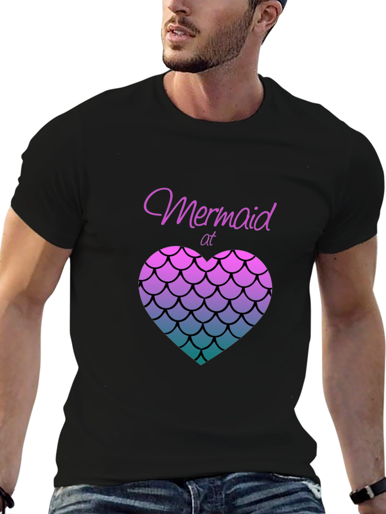 Mermaid at Heart Graphic Tee - Black Casual T-Shirt