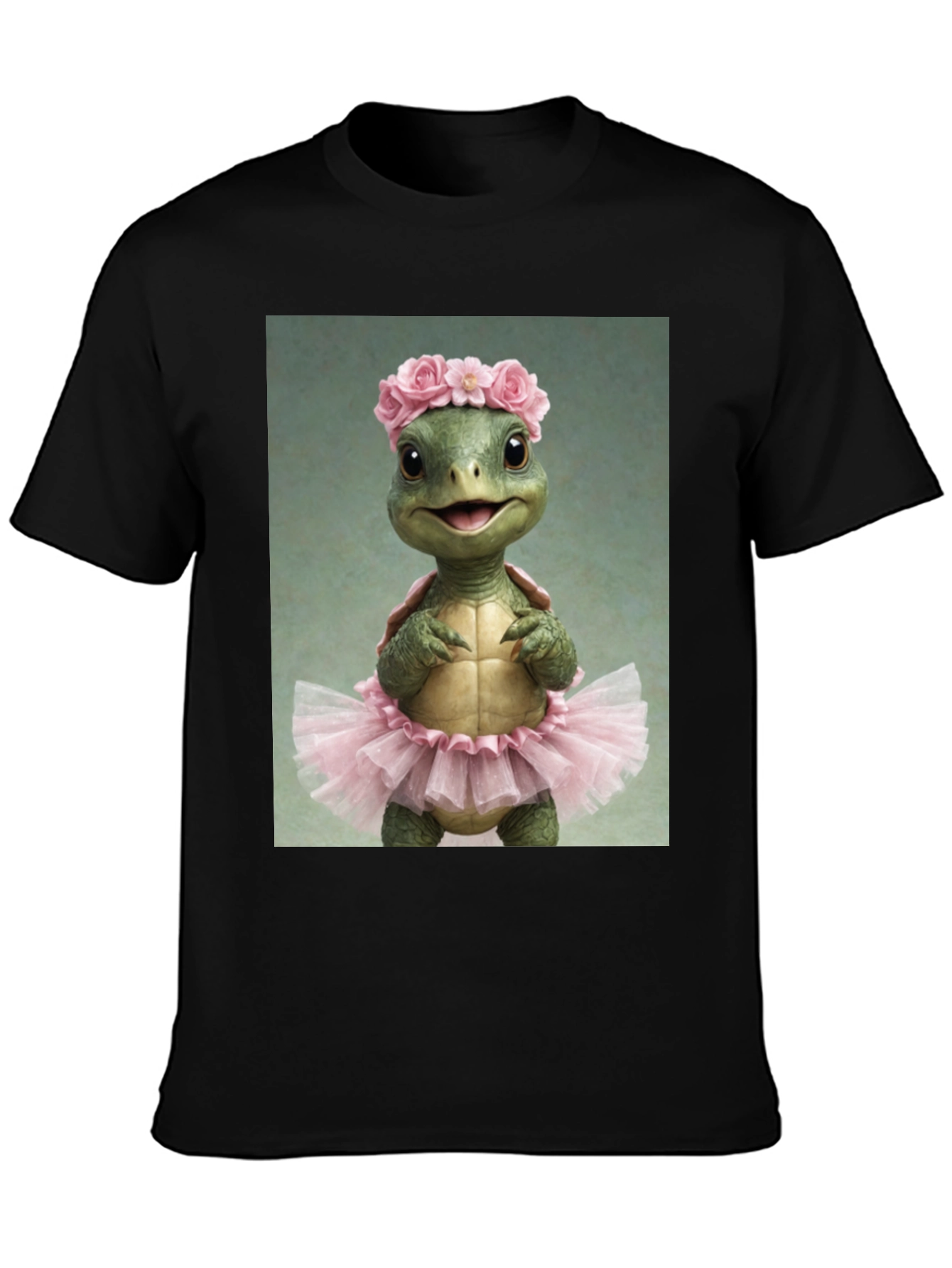 Turtle Ballerina Black T-Shirt