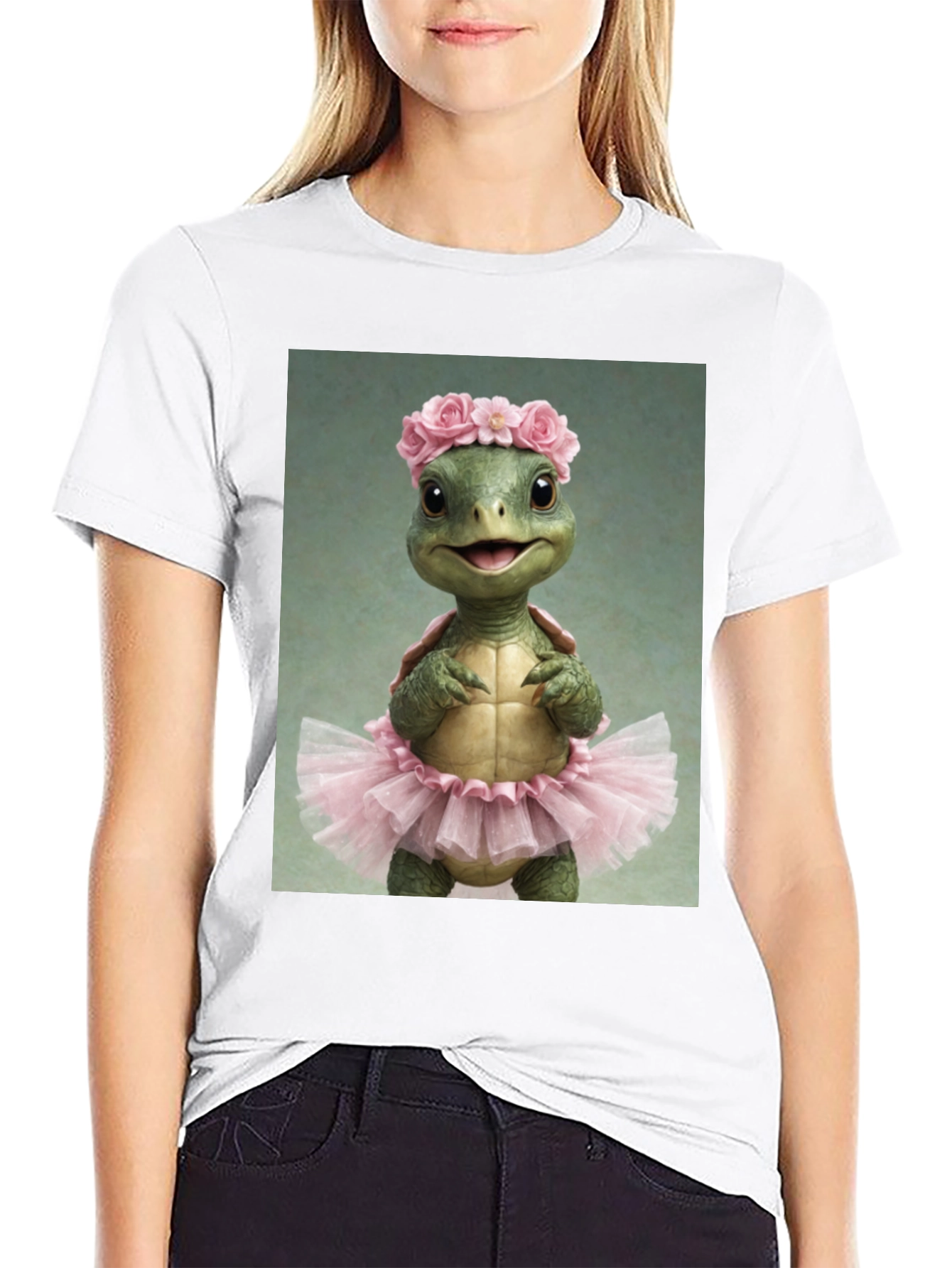 Turtle Ballerina Black T-Shirt