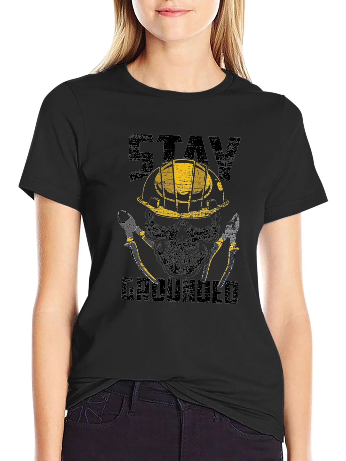 Stay Grounded Electrician Skull T-Shirt