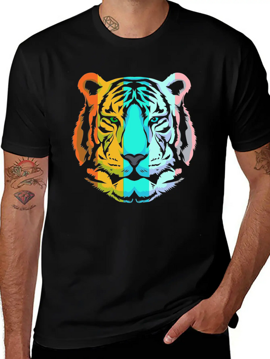 Wild Animal White Tiger Retro Tiger Head Unisex Casual T-Shirt – Clean Design For Daily Comfort