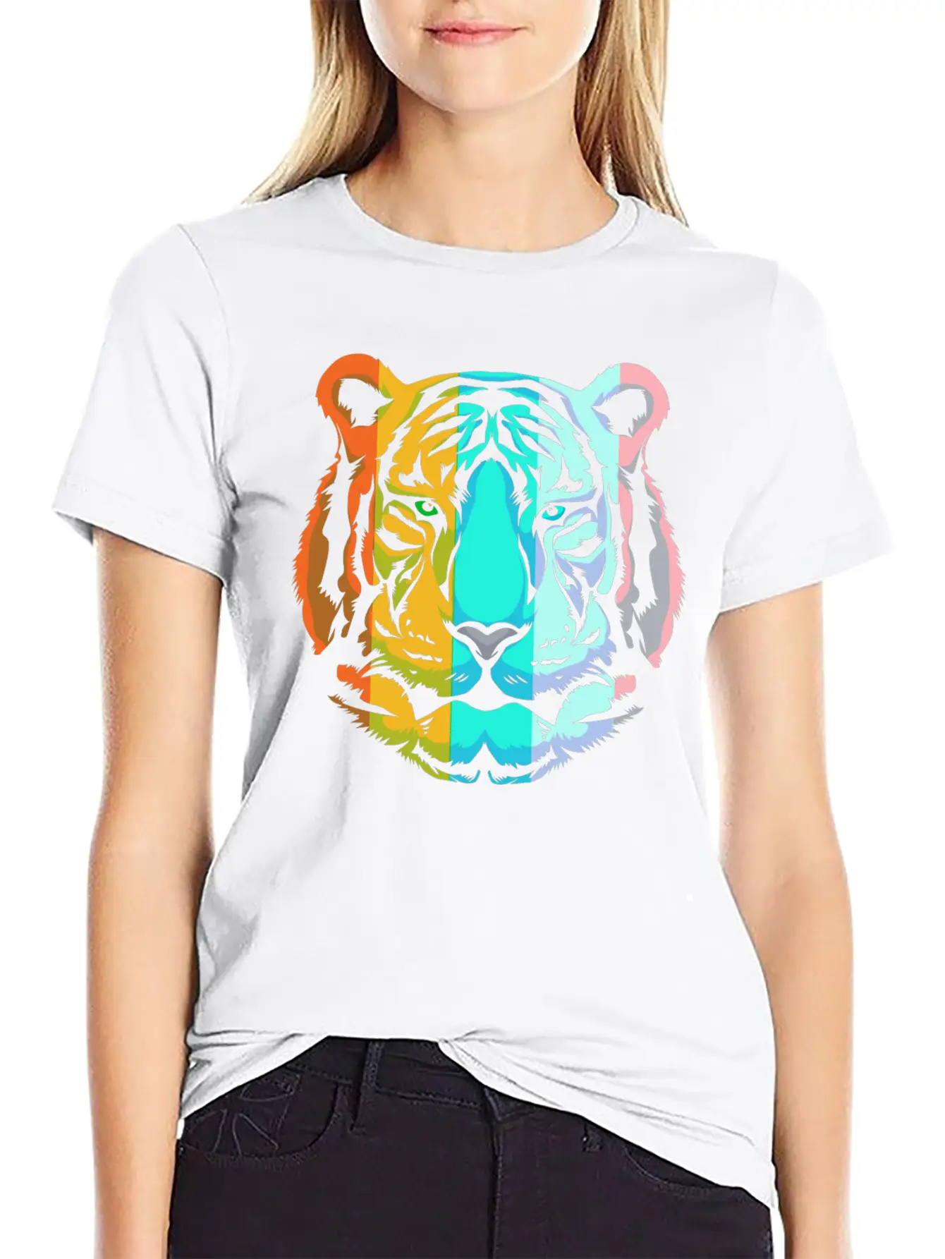 Wild Animal White Tiger Retro Tiger Head Unisex Casual T-Shirt – Clean Design For Daily Comfort