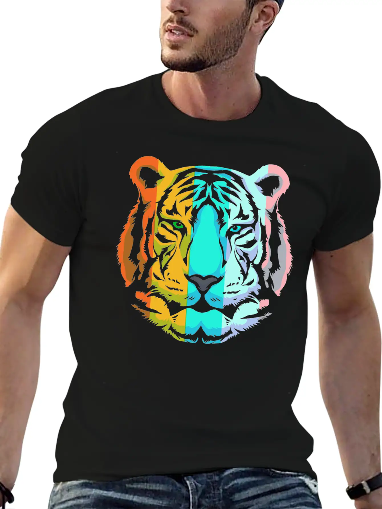 Wild Animal White Tiger Retro Tiger Head Unisex Casual T-Shirt – Clean Design For Daily Comfort