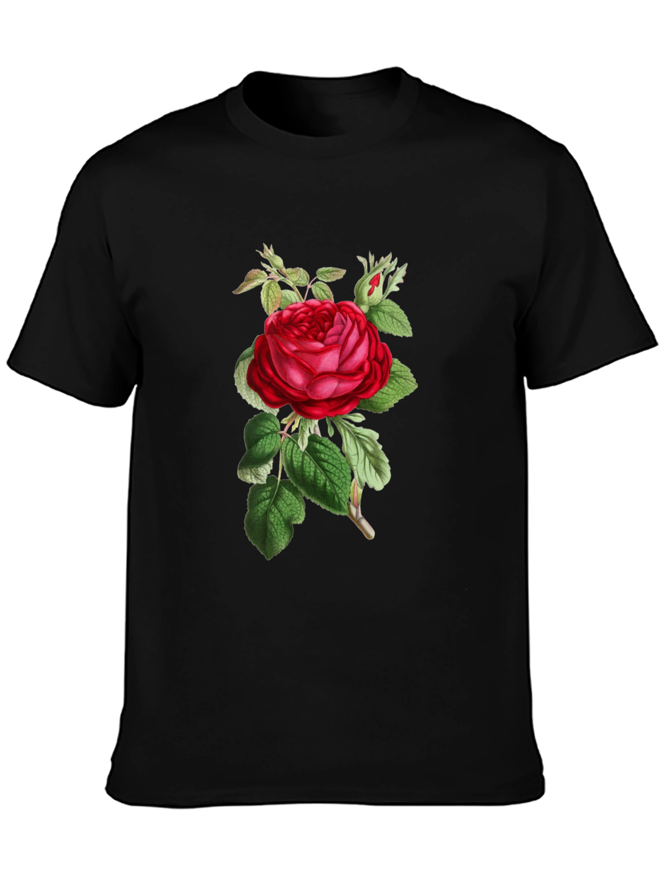 Floral Rose Graphic Black T-Shirt