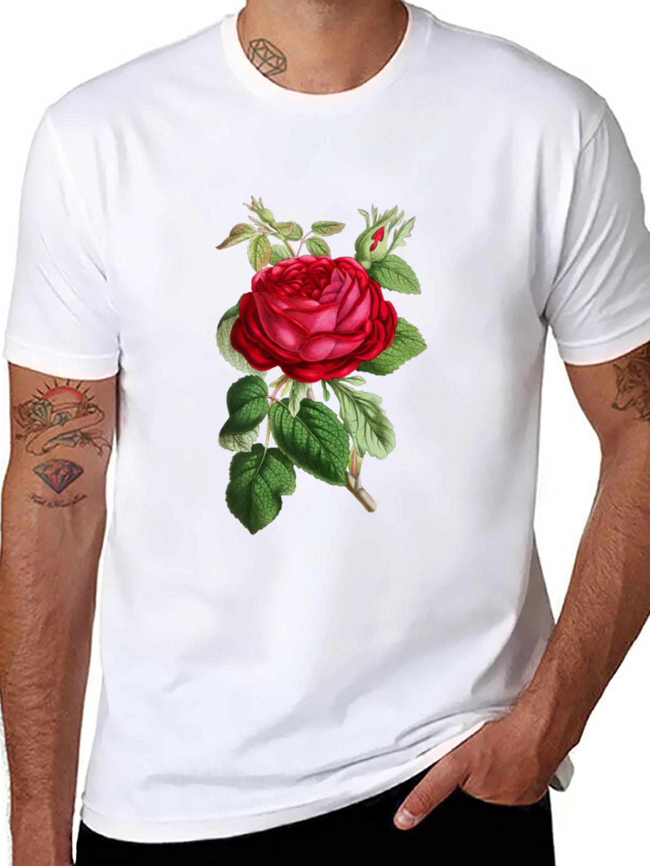 Floral Rose Graphic Black T-Shirt