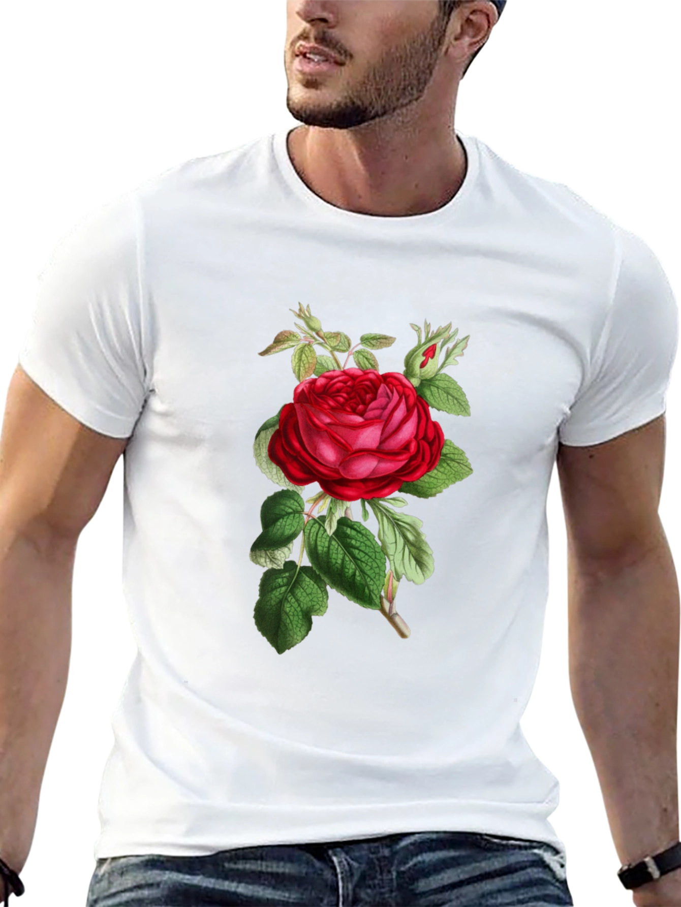 Floral Rose Graphic Black T-Shirt