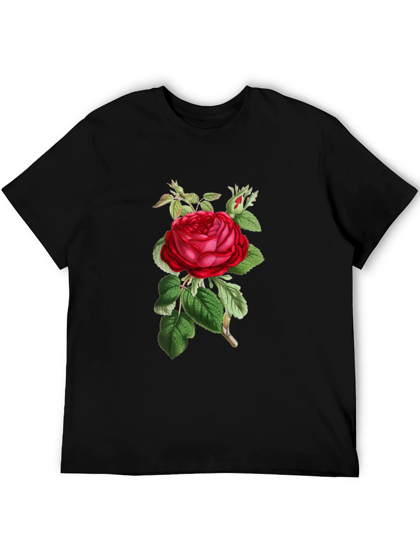 Floral Rose Graphic Black T-Shirt