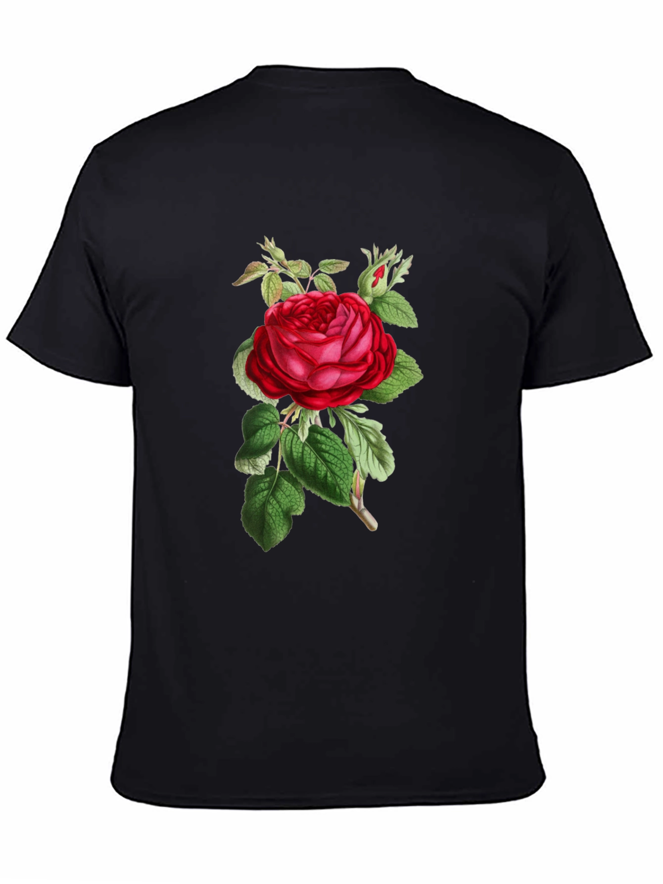 Floral Rose Graphic Black T-Shirt