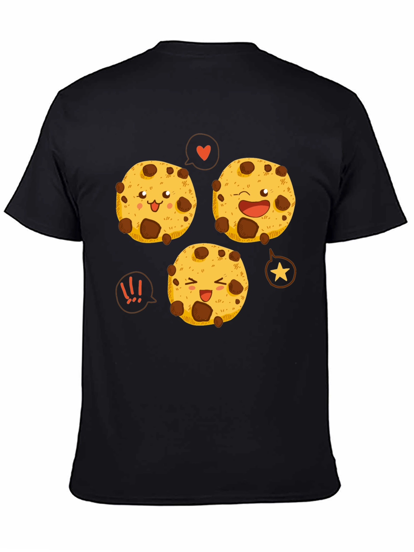 Cute Cartoon Cookies Graphic Tee - Black