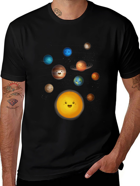 Solar System Planets Graphic T-Shirt - Black