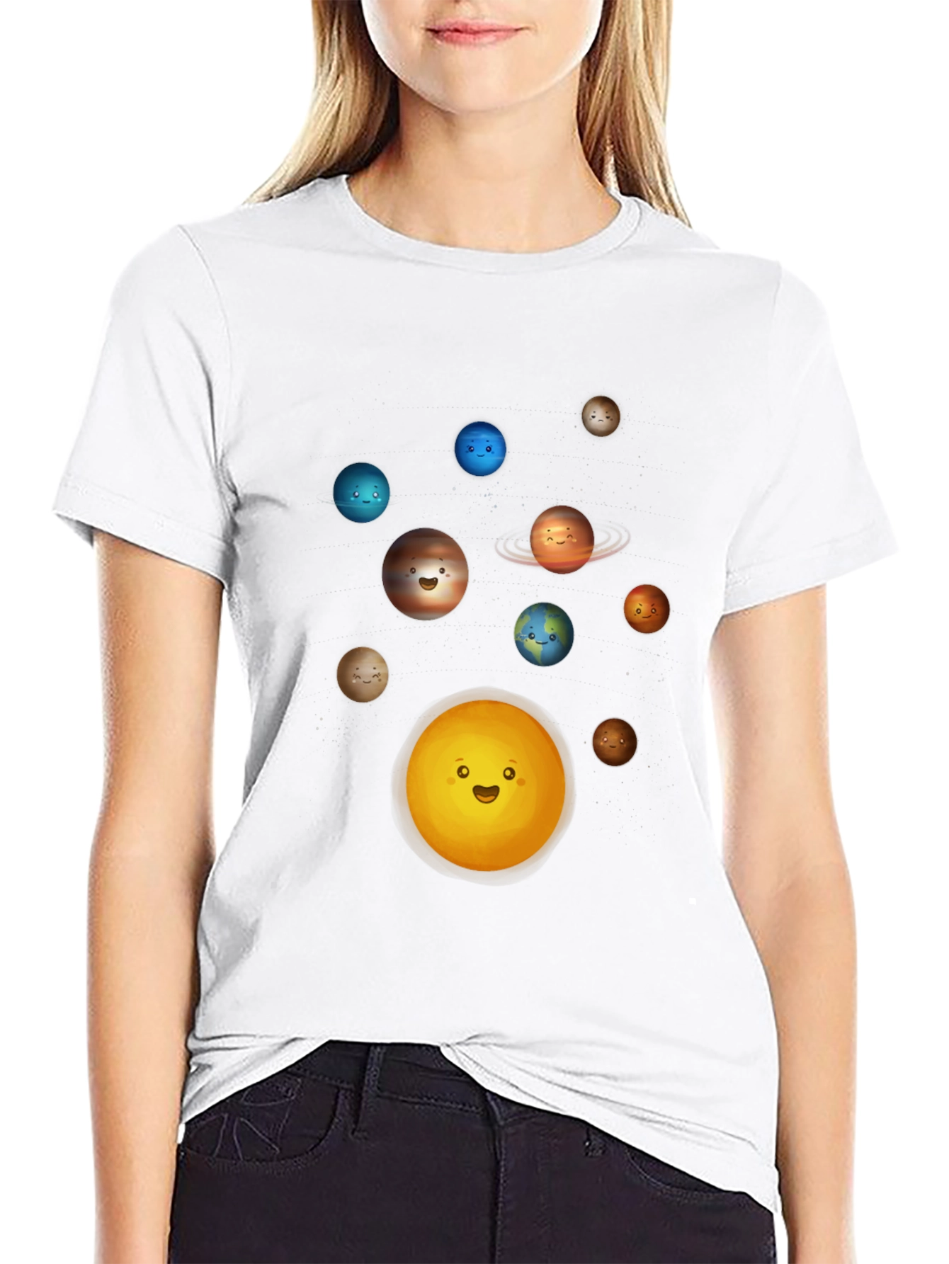 Solar System Planets Graphic T-Shirt - Black