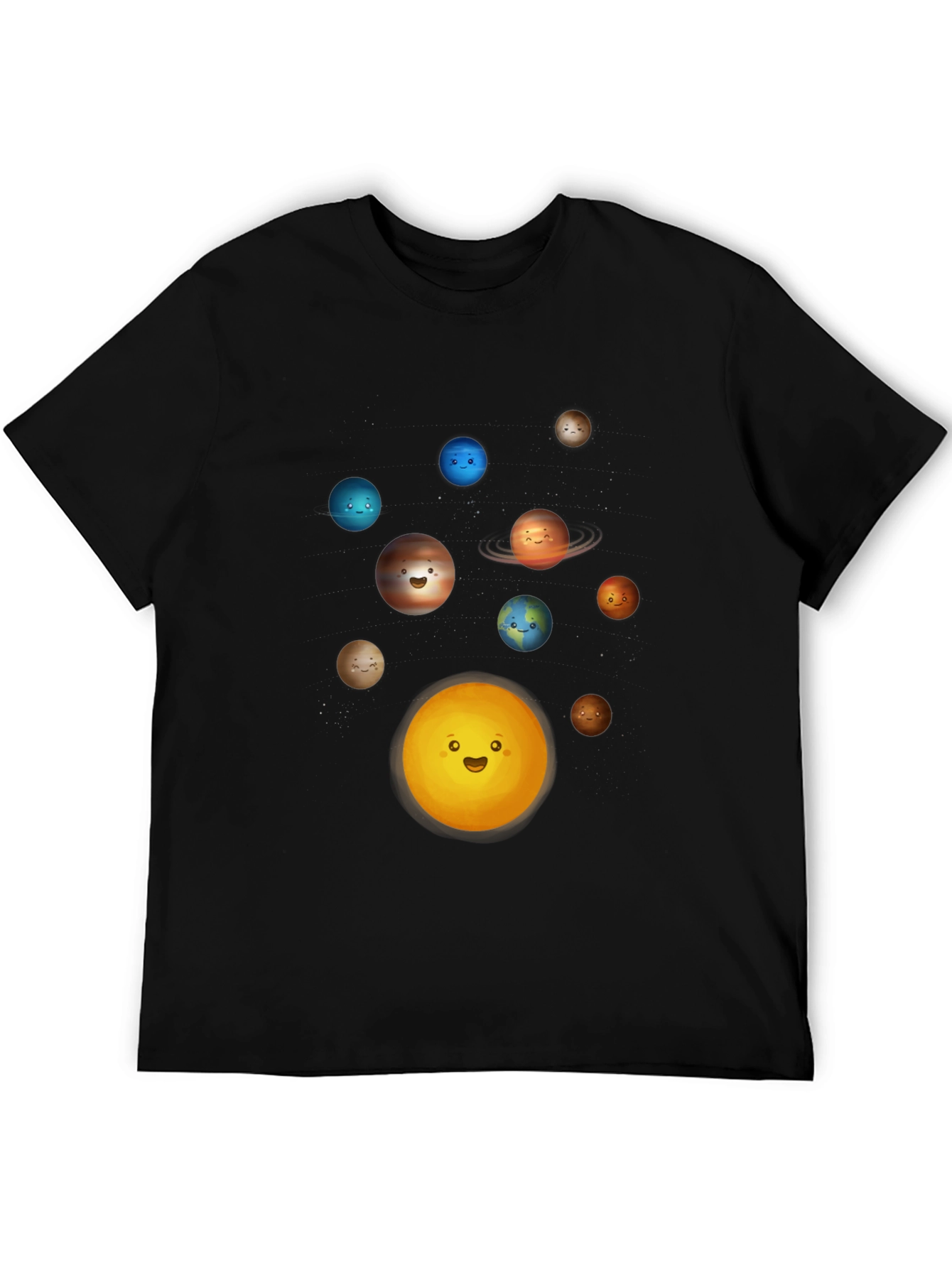 Solar System Planets Graphic T-Shirt - Black