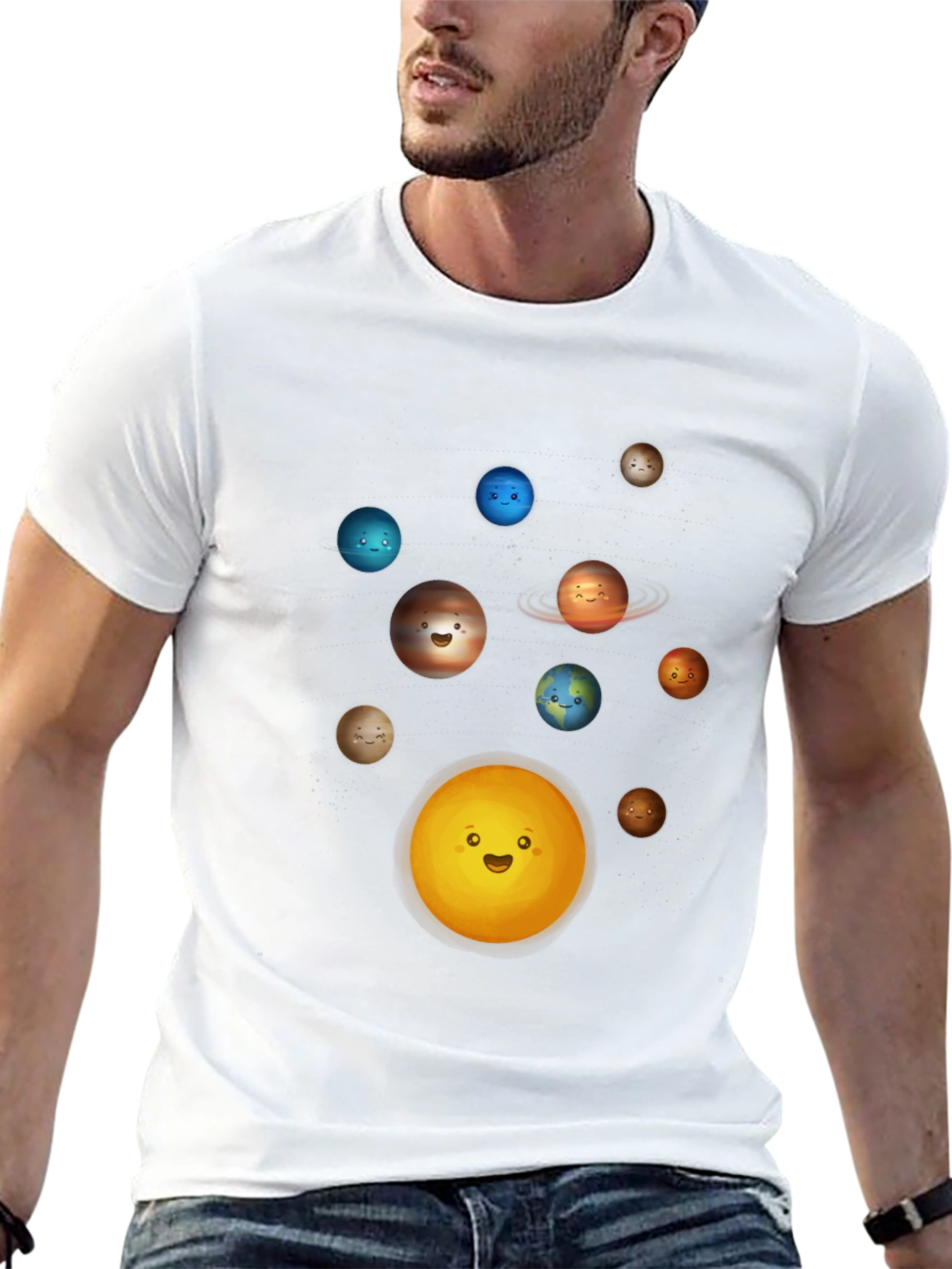 Solar System Planets Graphic T-Shirt - Black