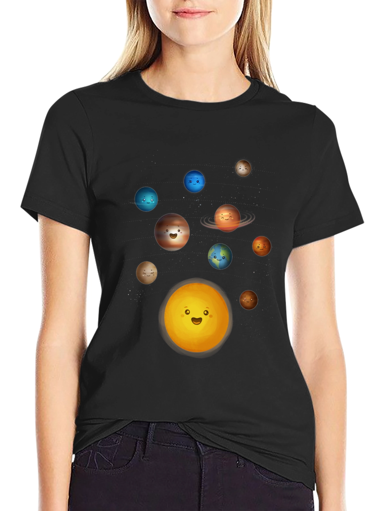 Solar System Planets Graphic T-Shirt - Black