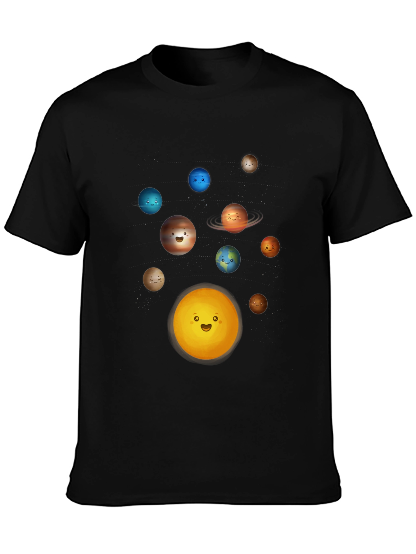 Solar System Planets Graphic T-Shirt - Black