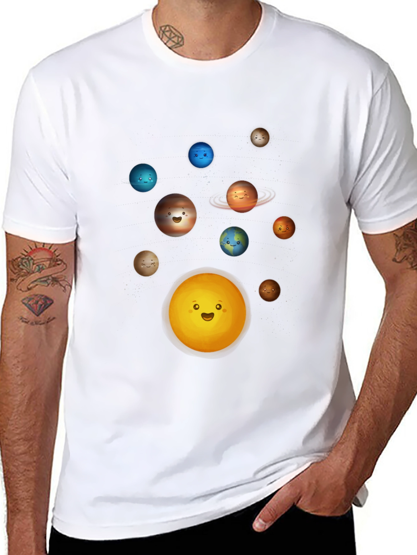 Solar System Planets Graphic T-Shirt - Black