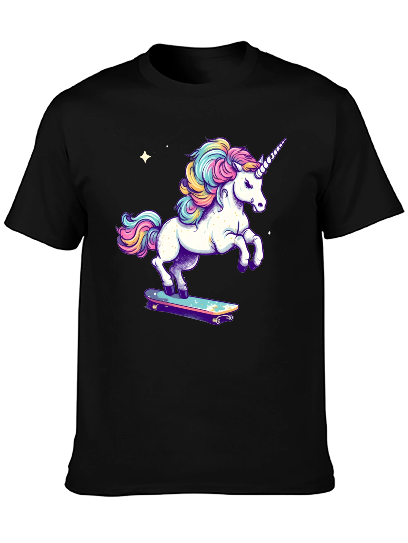Unicorn Skateboard T-Shirt - Black