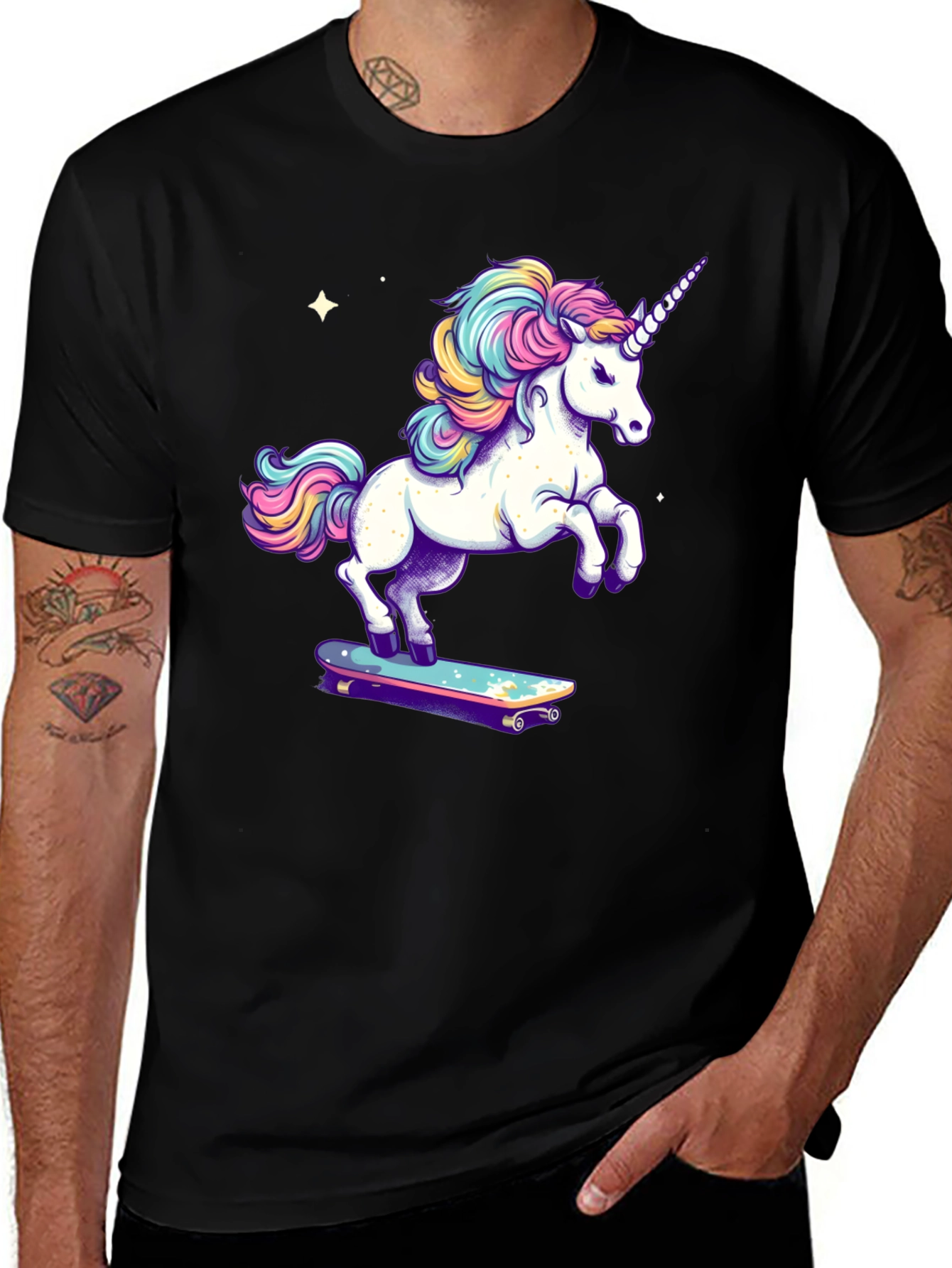 Unicorn Skateboard T-Shirt - Black