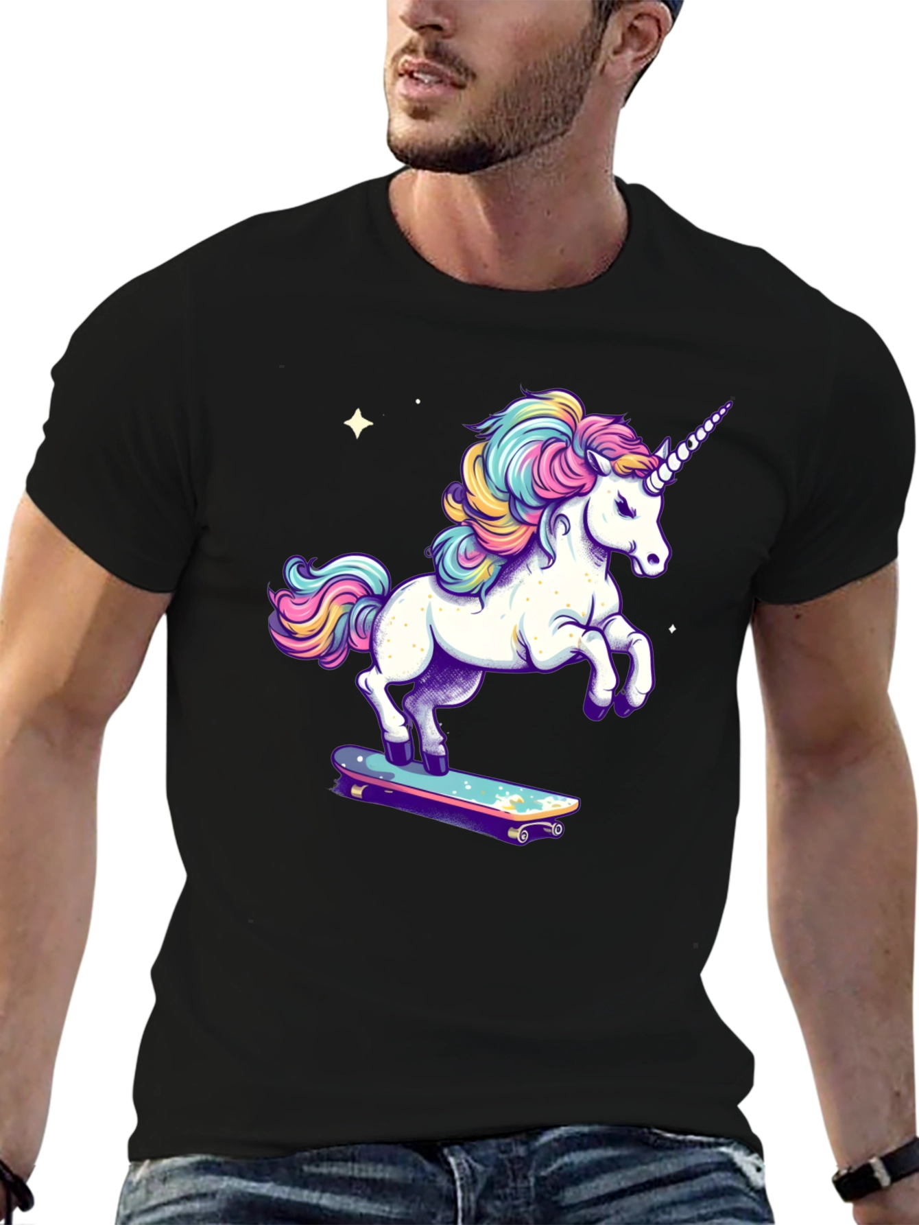 Unicorn Skateboard T-Shirt - Black