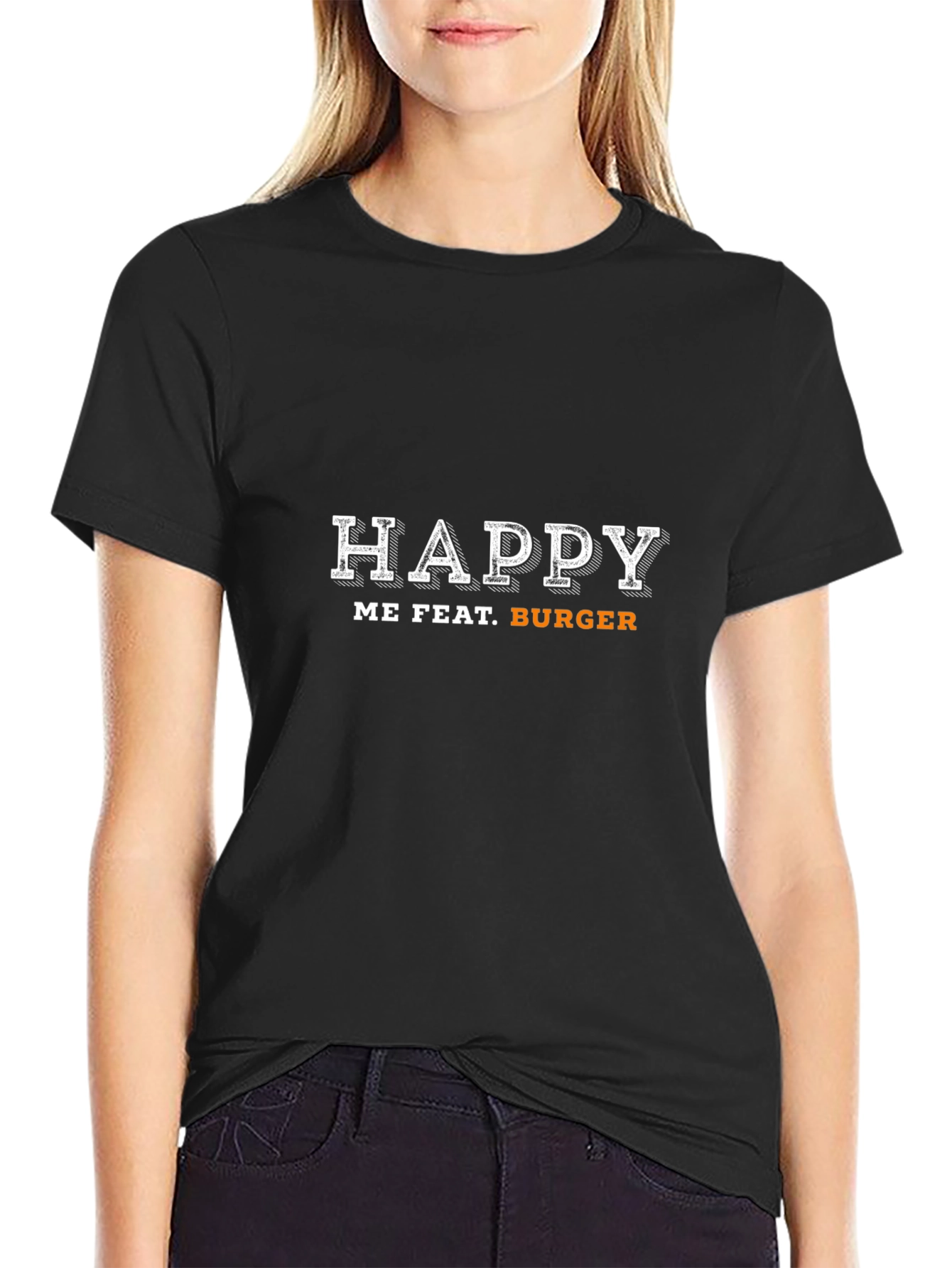 Happy Me Feat. Burger Black T-Shirt