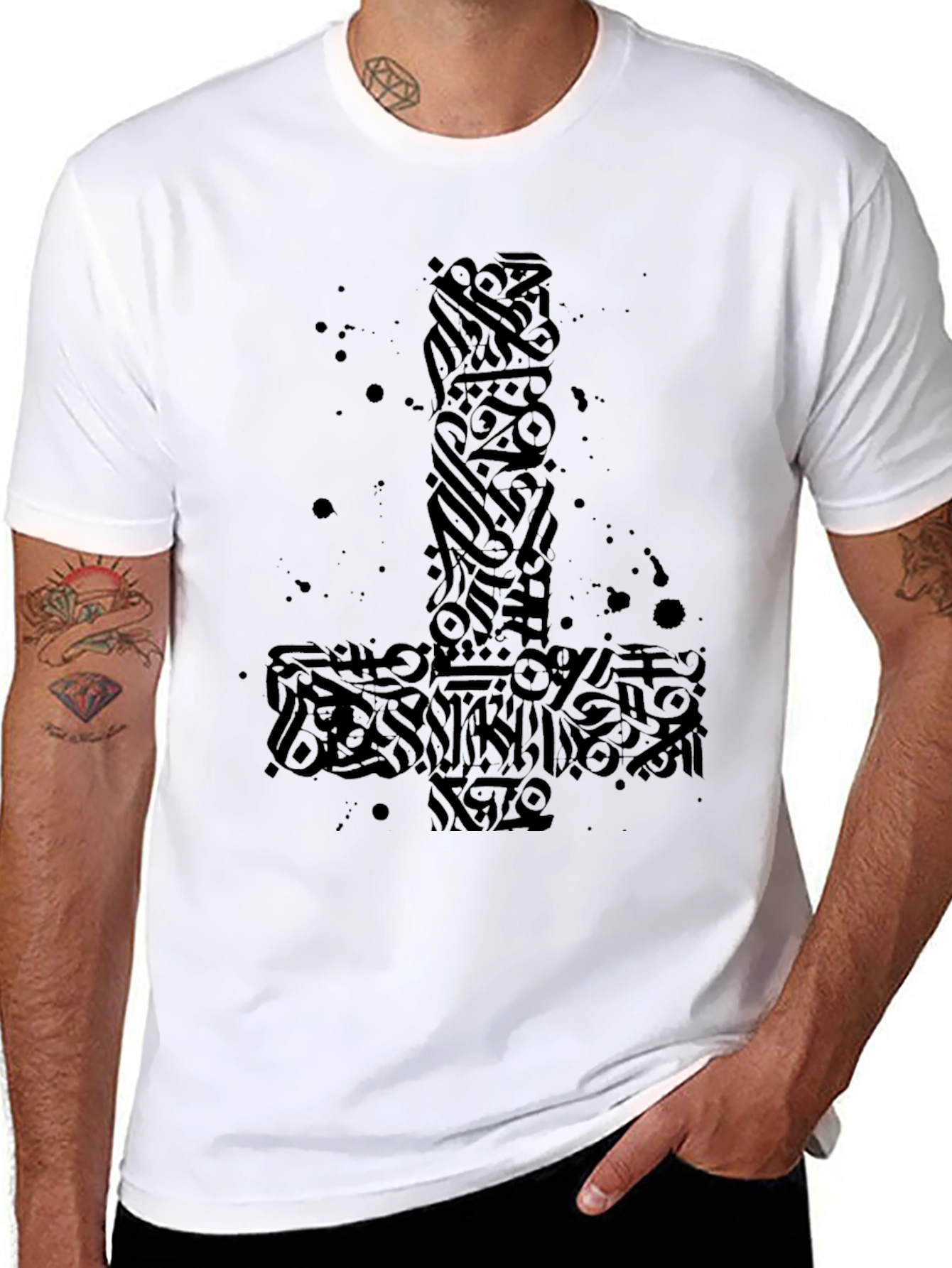 Inverted Cross Graphic Tee - Black