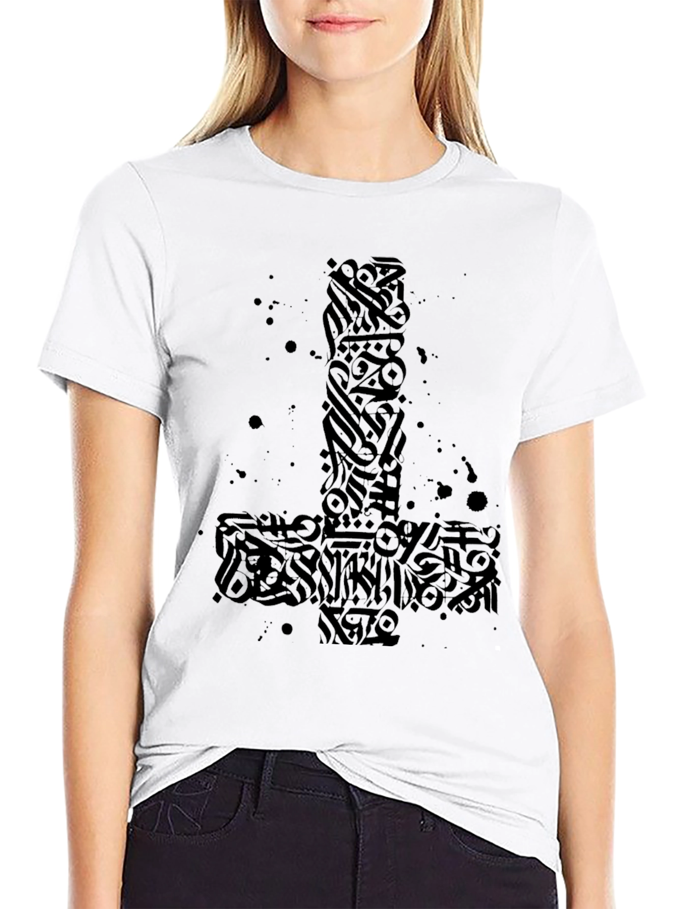 Inverted Cross Graphic Tee - Black