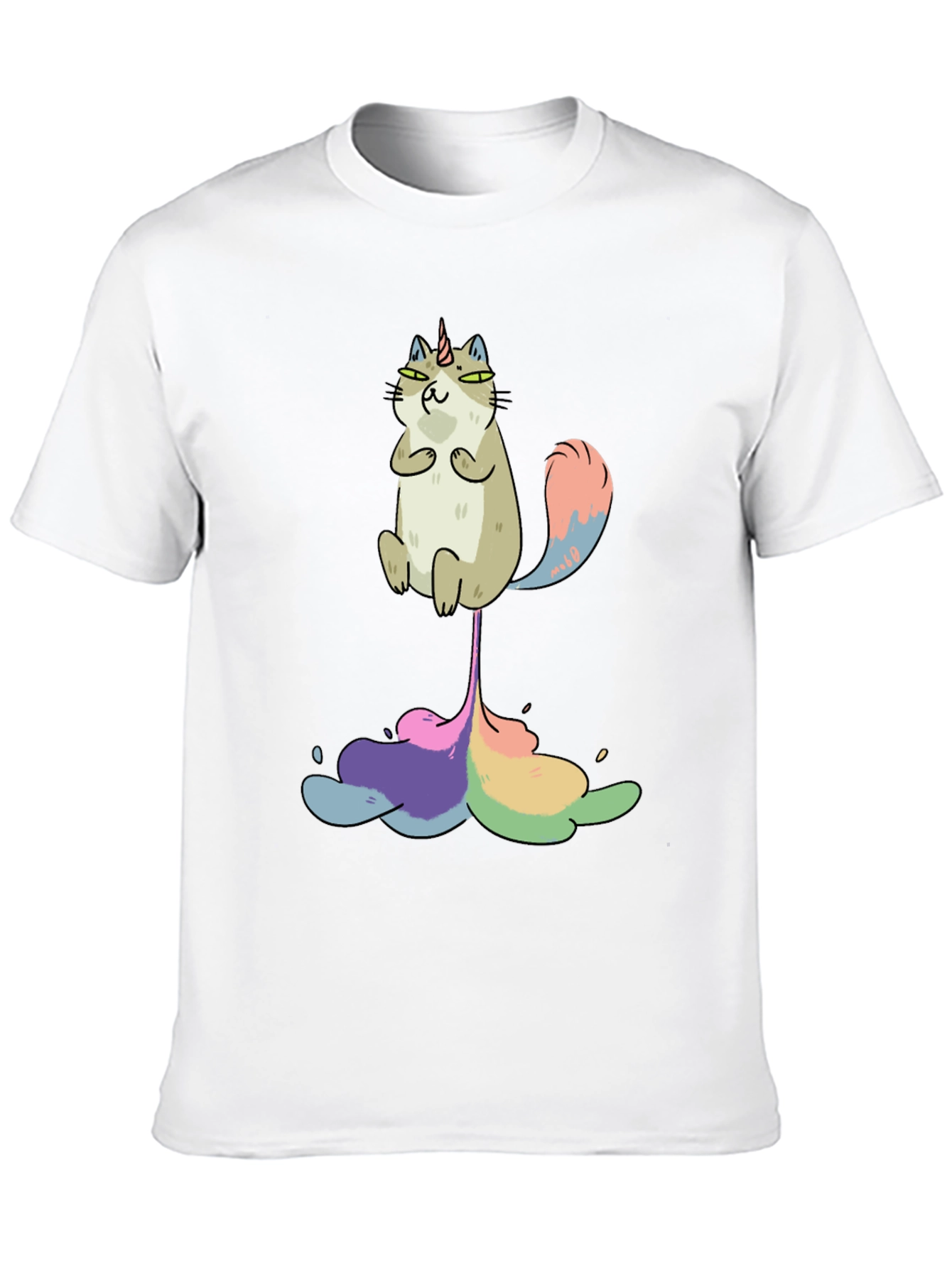 Unicorn Cat Rainbow Funny Black T-Shirt