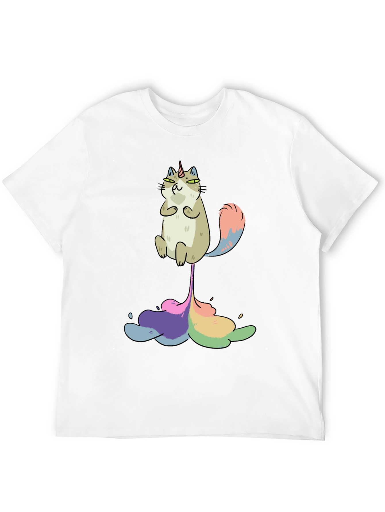 Unicorn Cat Rainbow Funny Black T-Shirt