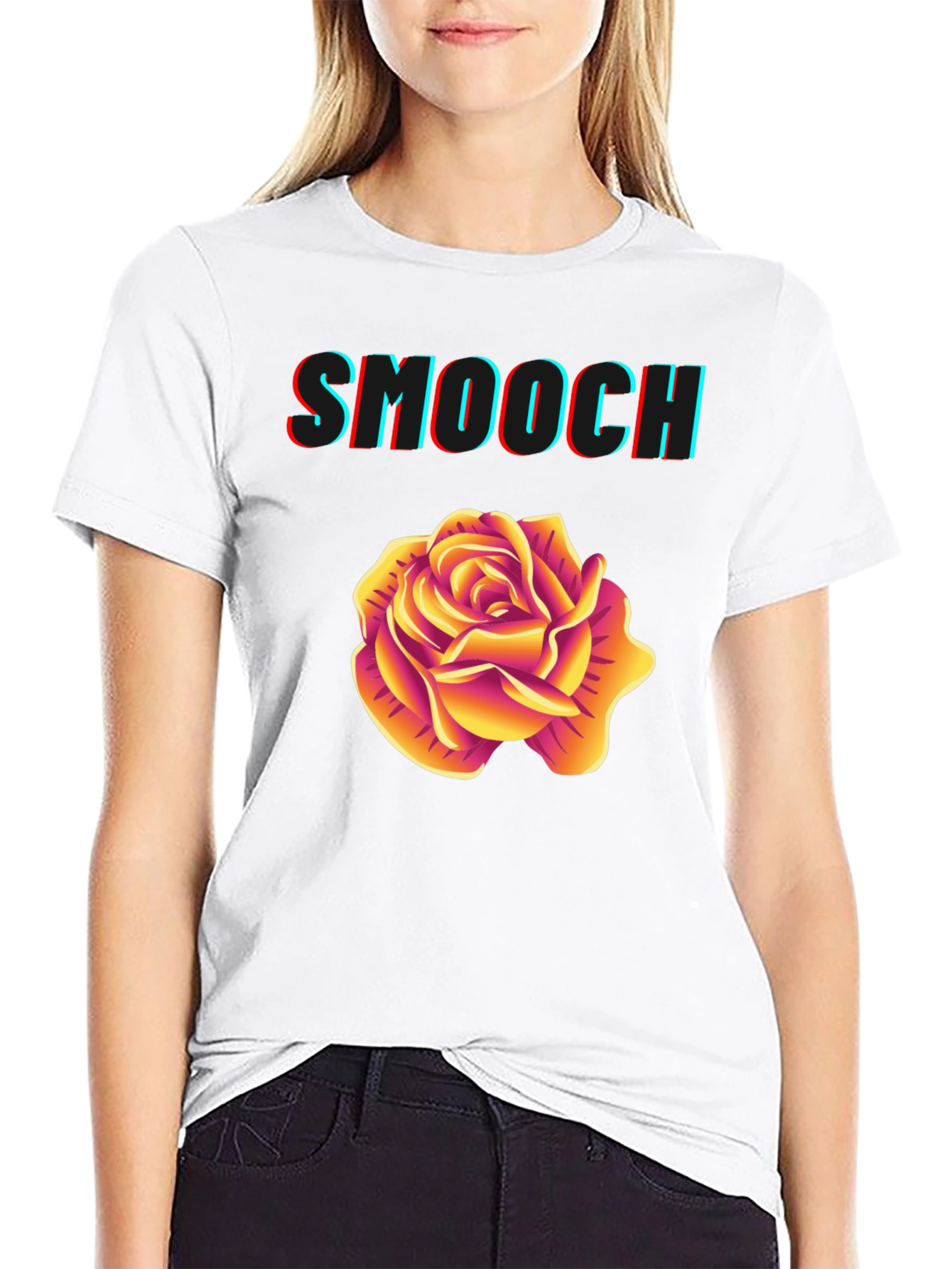 Smooch Rose Graphic Tee - Stylish Mens Black T-Shirt